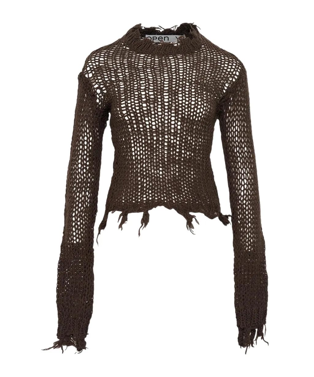 Distressed Crop Knit Sweater