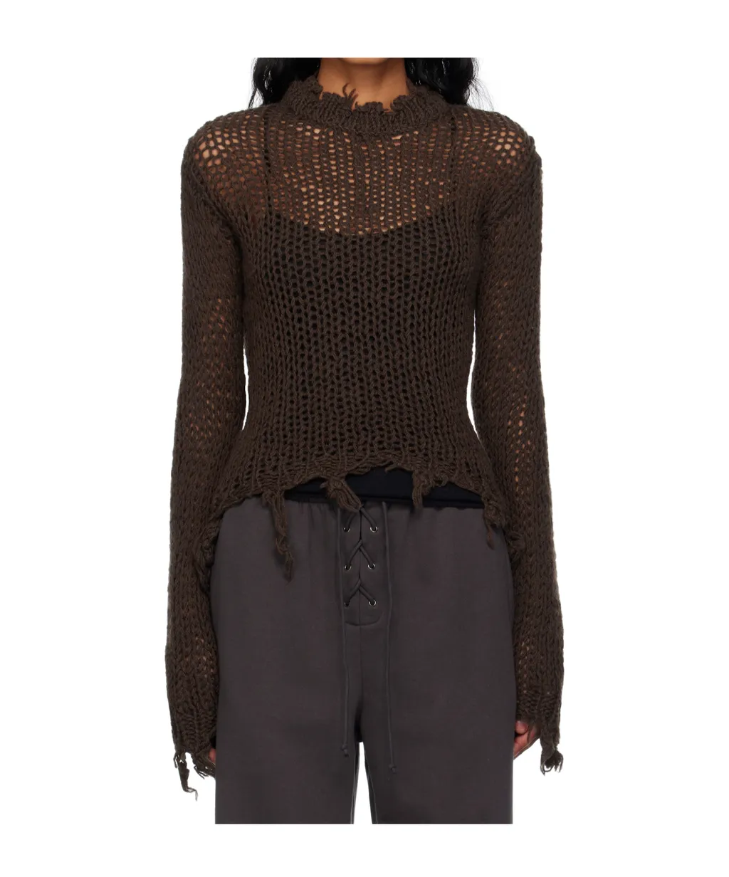 Distressed Crop Knit Sweater