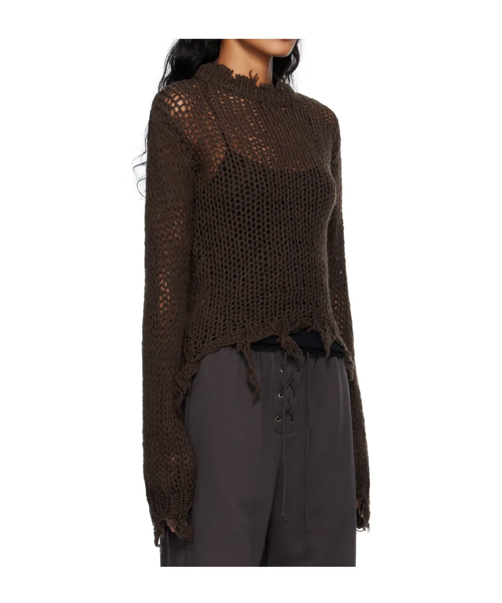 Distressed Crop Knit Sweater