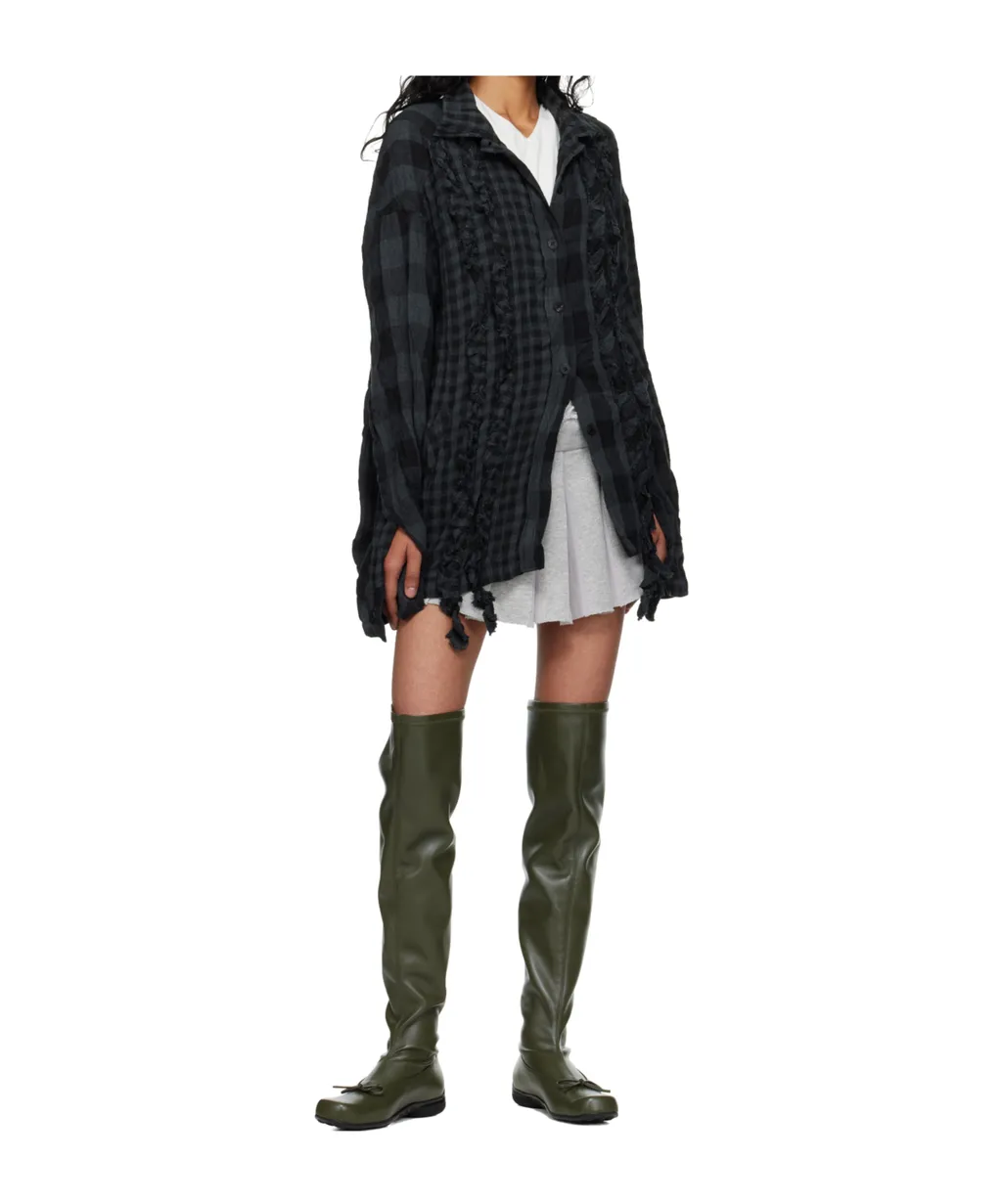 Pleated Layered Knit Mini Skirt