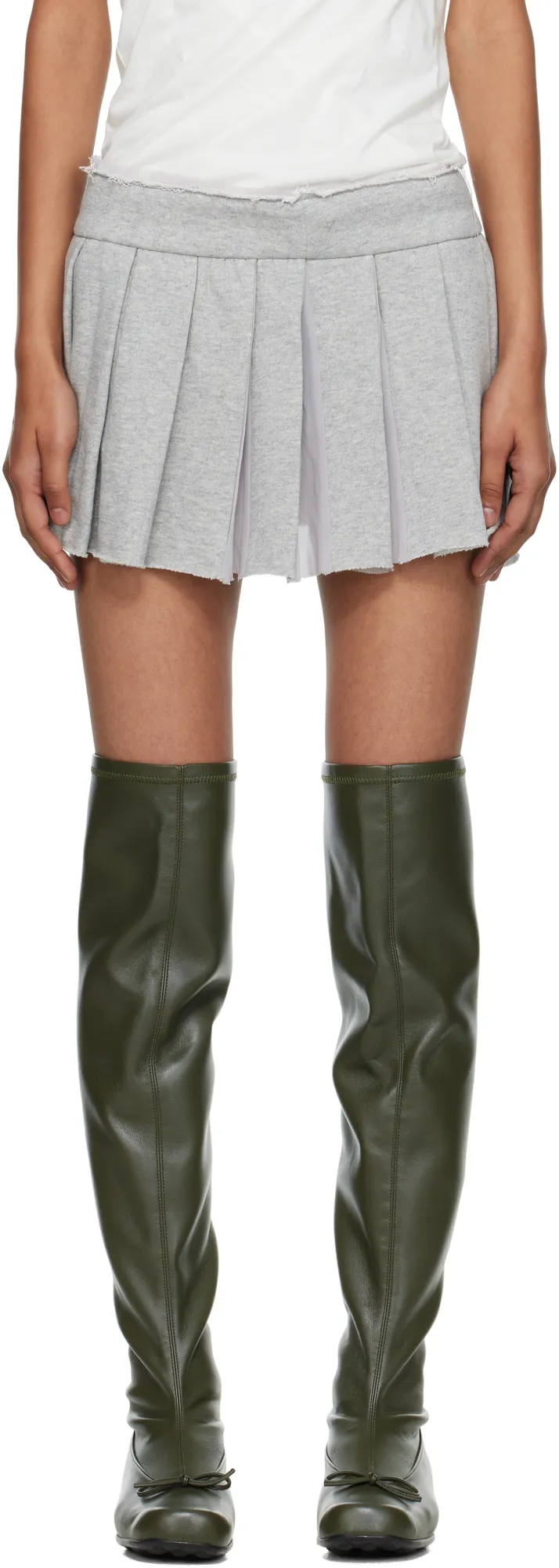 Pleated Layered Knit Mini Skirt