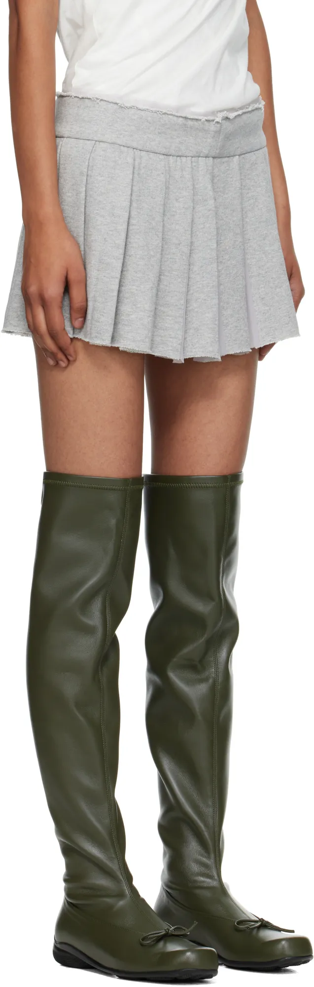 Pleated Layered Knit Mini Skirt