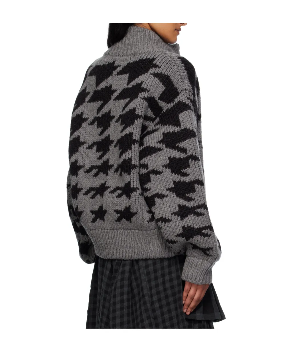 Hound's Tooth Star Cowichan Cardigan