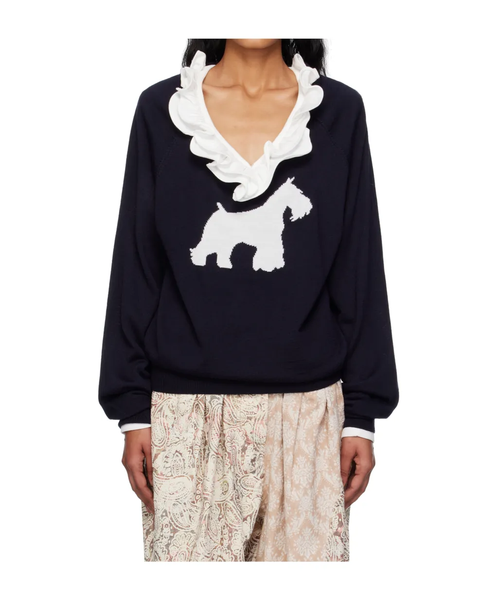Puppy Pattern Knitted Sweater