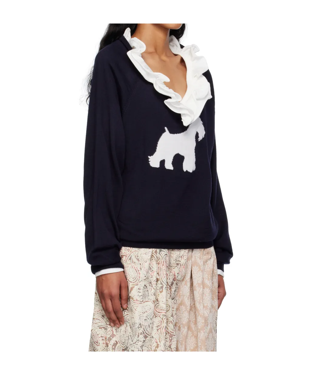 Puppy Pattern Knitted Sweater