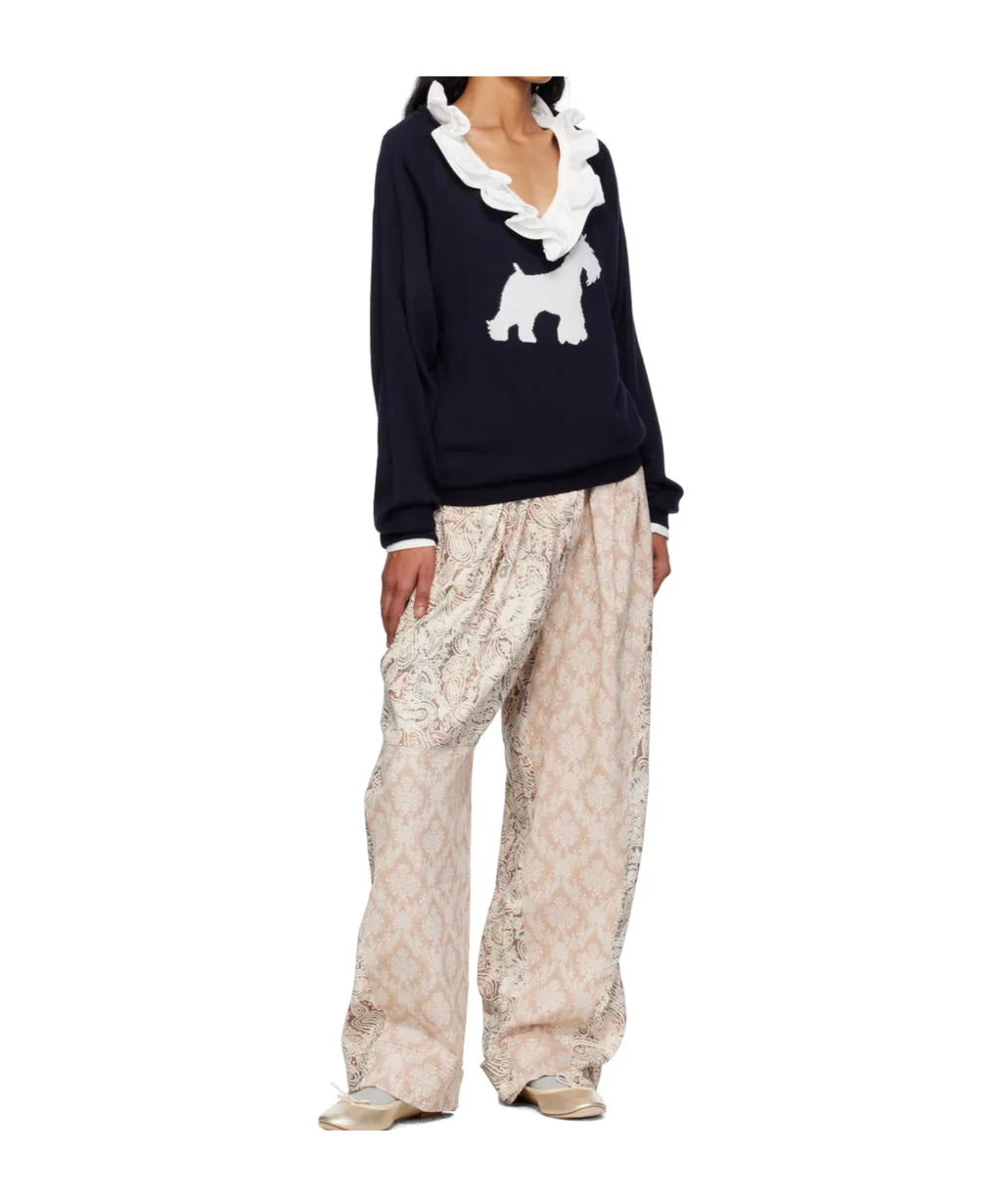 Puppy Pattern Knitted Sweater