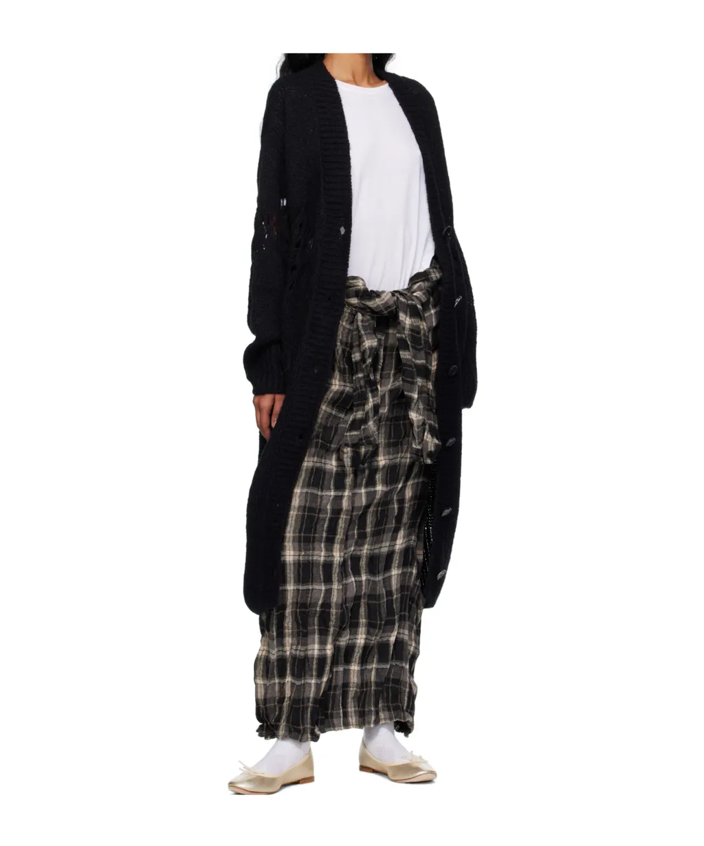 Alpaca Diamond Check Long Cardigan