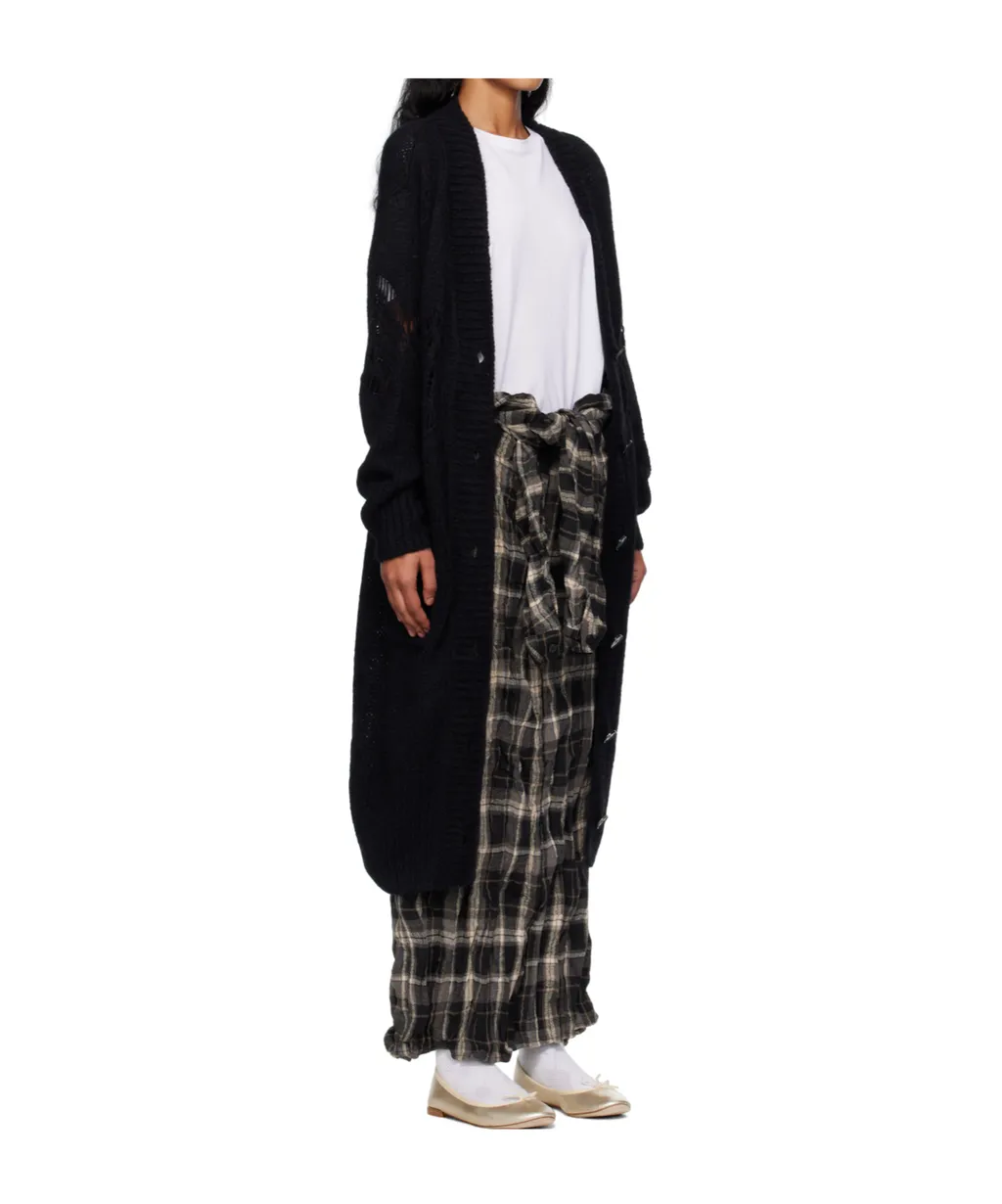 Alpaca Diamond Check Long Cardigan