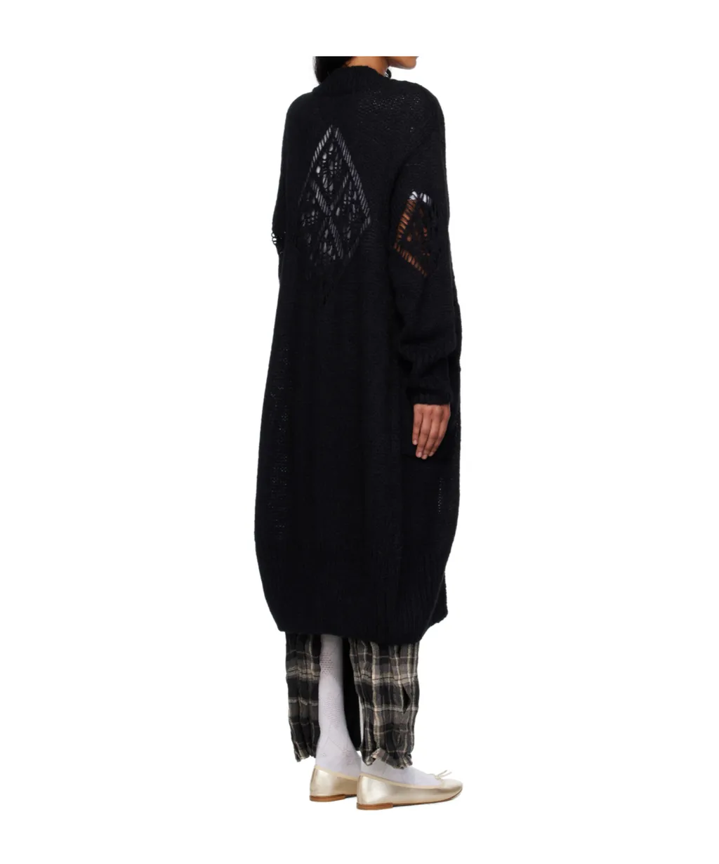 Alpaca Diamond Check Long Cardigan