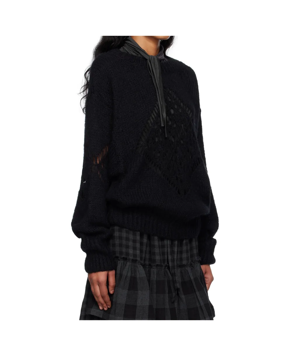 Alpaca Argyle Pointelle Sweater