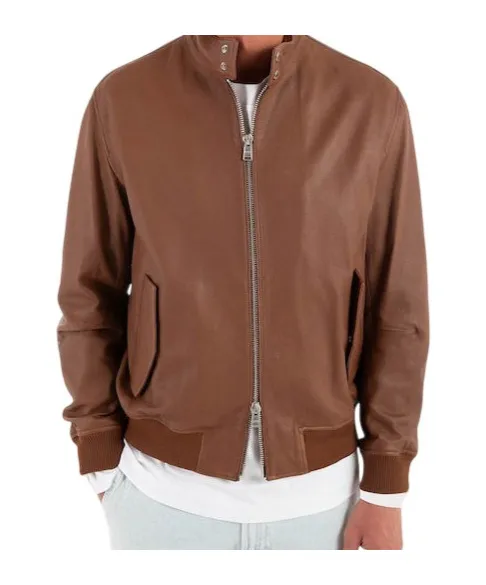 Long-Sleeved Leather Jacket