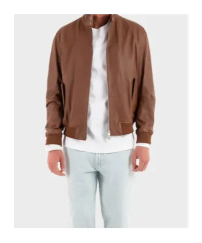 Long-Sleeved Leather Jacket