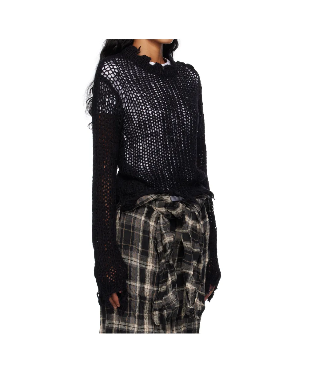 Distressed Cropped Knitted Sweater