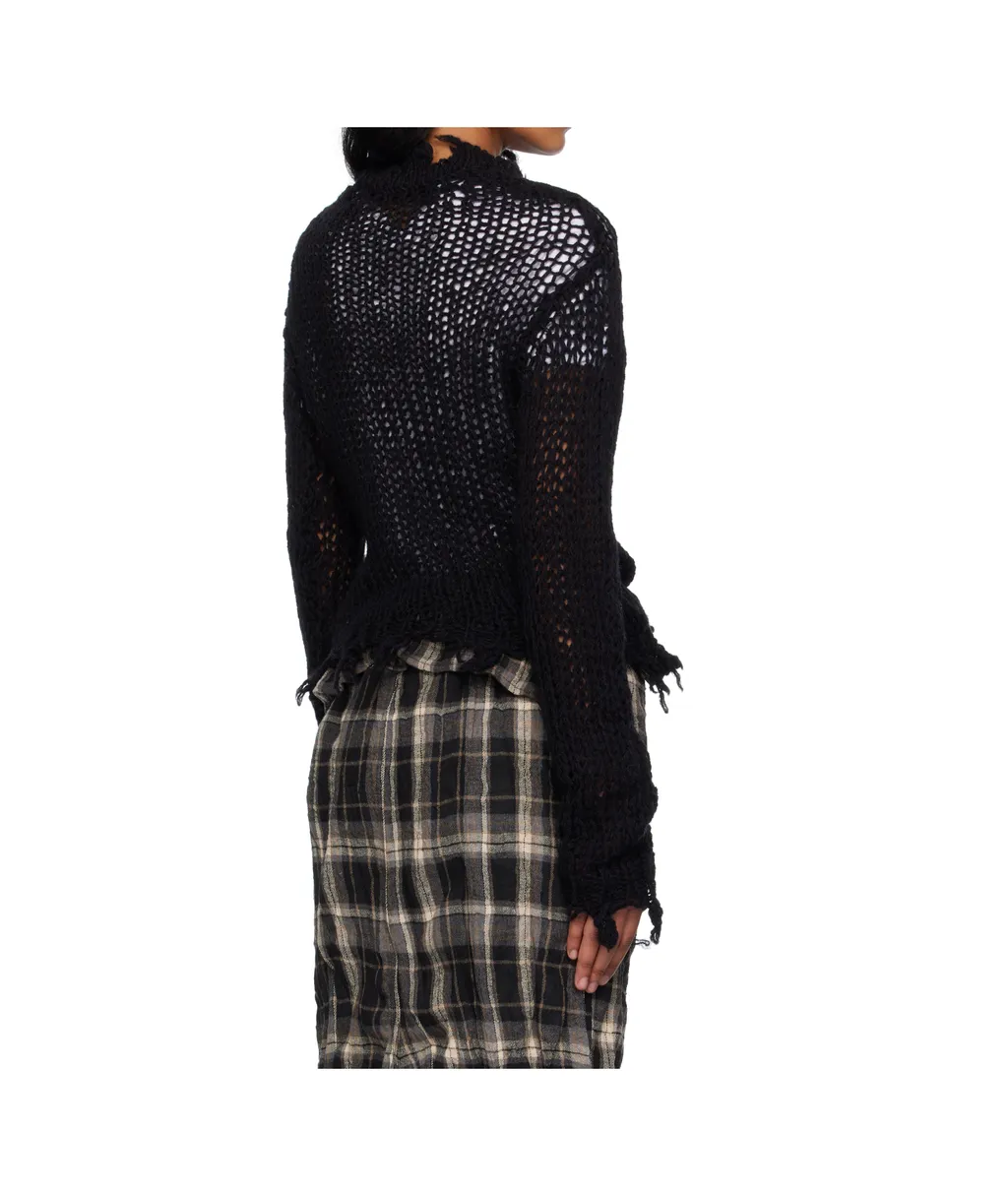 Distressed Cropped Knitted Sweater