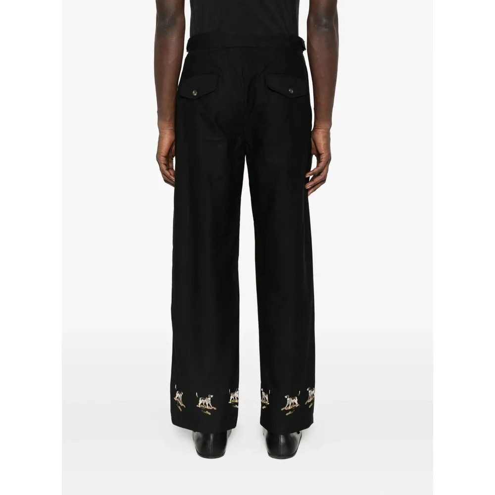 Embroidered Side-Buckle Pants