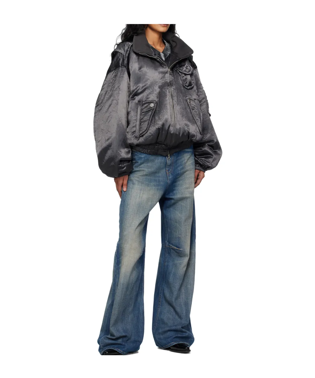 Satin Cargo Bomber Jacket