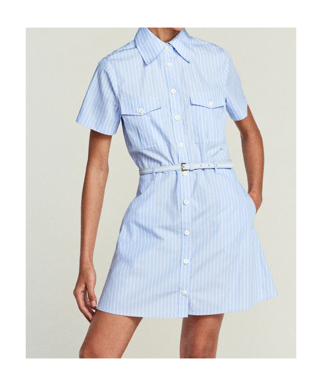 Striped Short-Sleeved Dress