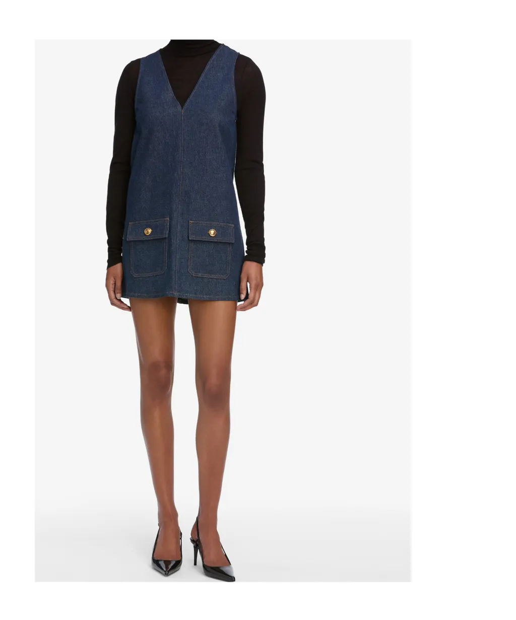 V-Neck Denim Dress