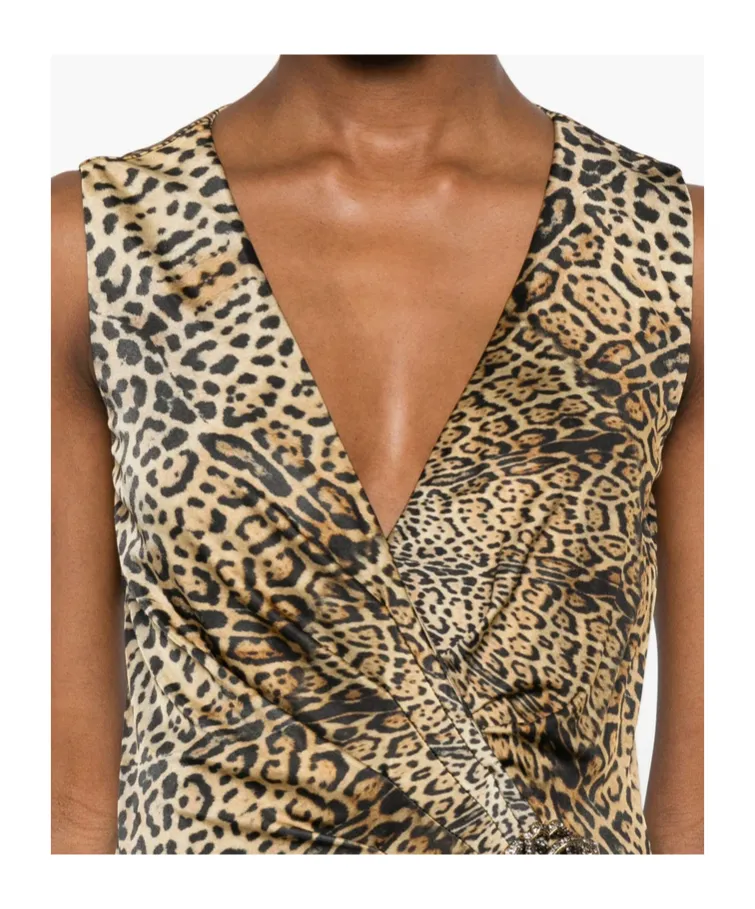Twisted Animal-Print Dress