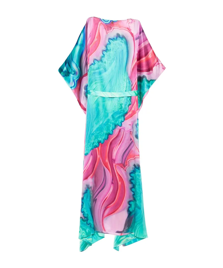Belted Printed Midi Dress