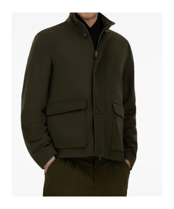 High-Neck Buttoned Jacket