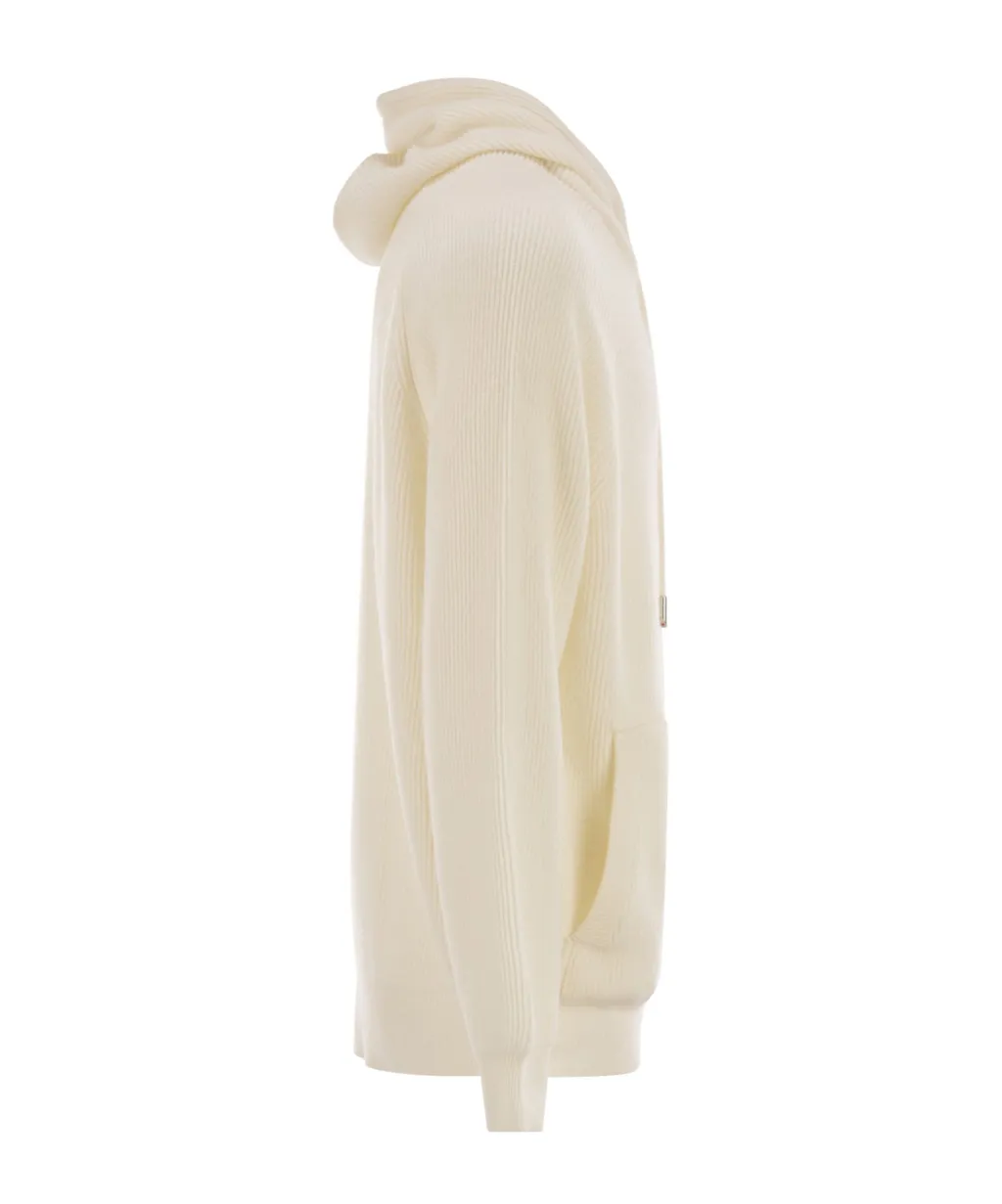 Ribbed Cashmere Hooded Jacket
