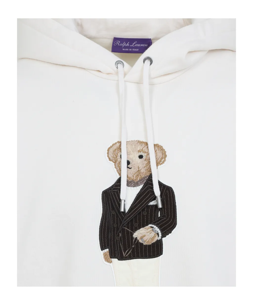 Bear-Embroidered Drawstring Hoodie