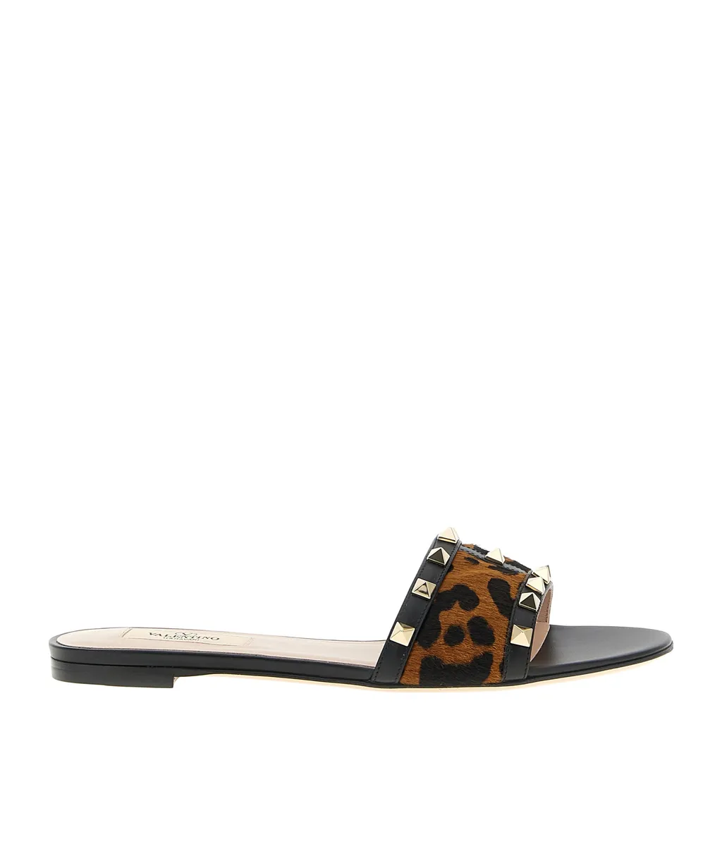 Studded Animal-Print Sandals