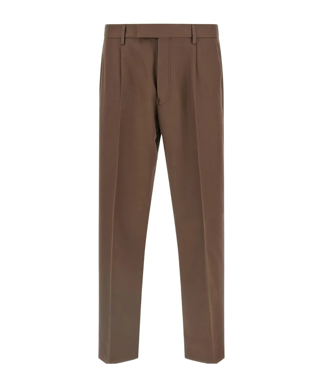 Pleated Wool-Cotton Pants