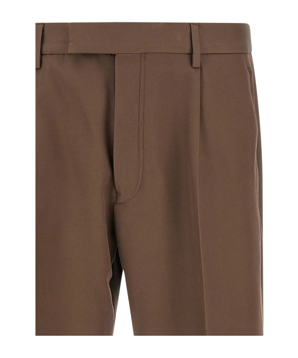 Pleated Wool-Cotton Pants