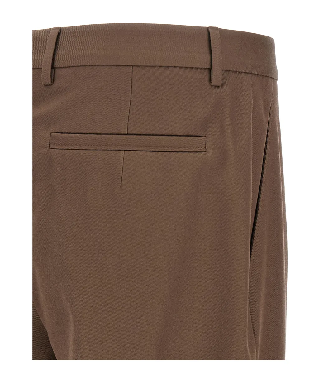 Pleated Wool-Cotton Pants