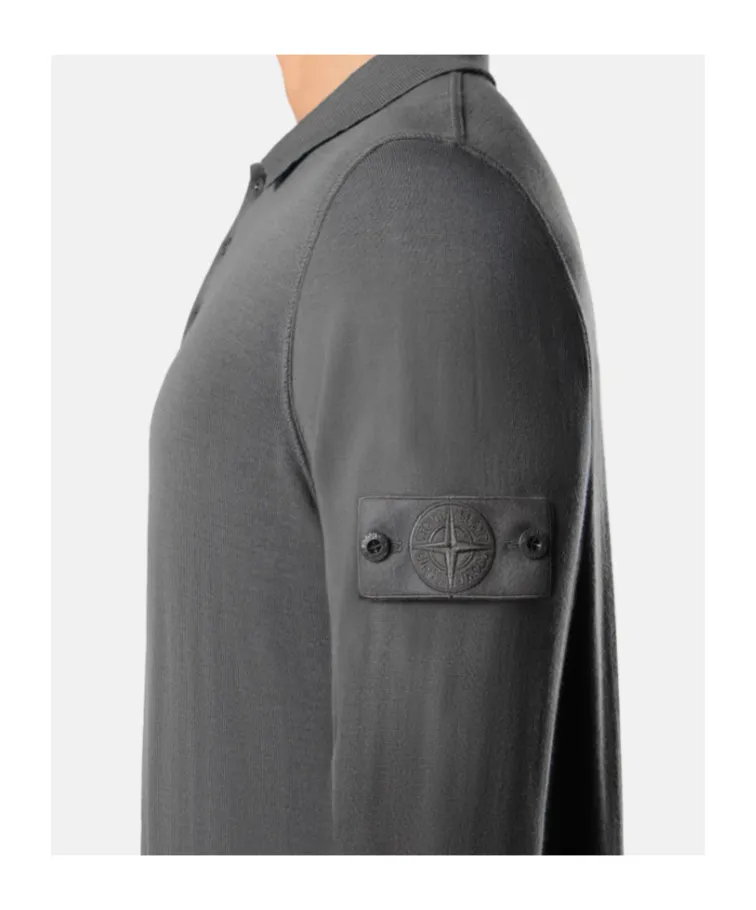 Long-Sleeve Polo Jumper With Ribbed Trims