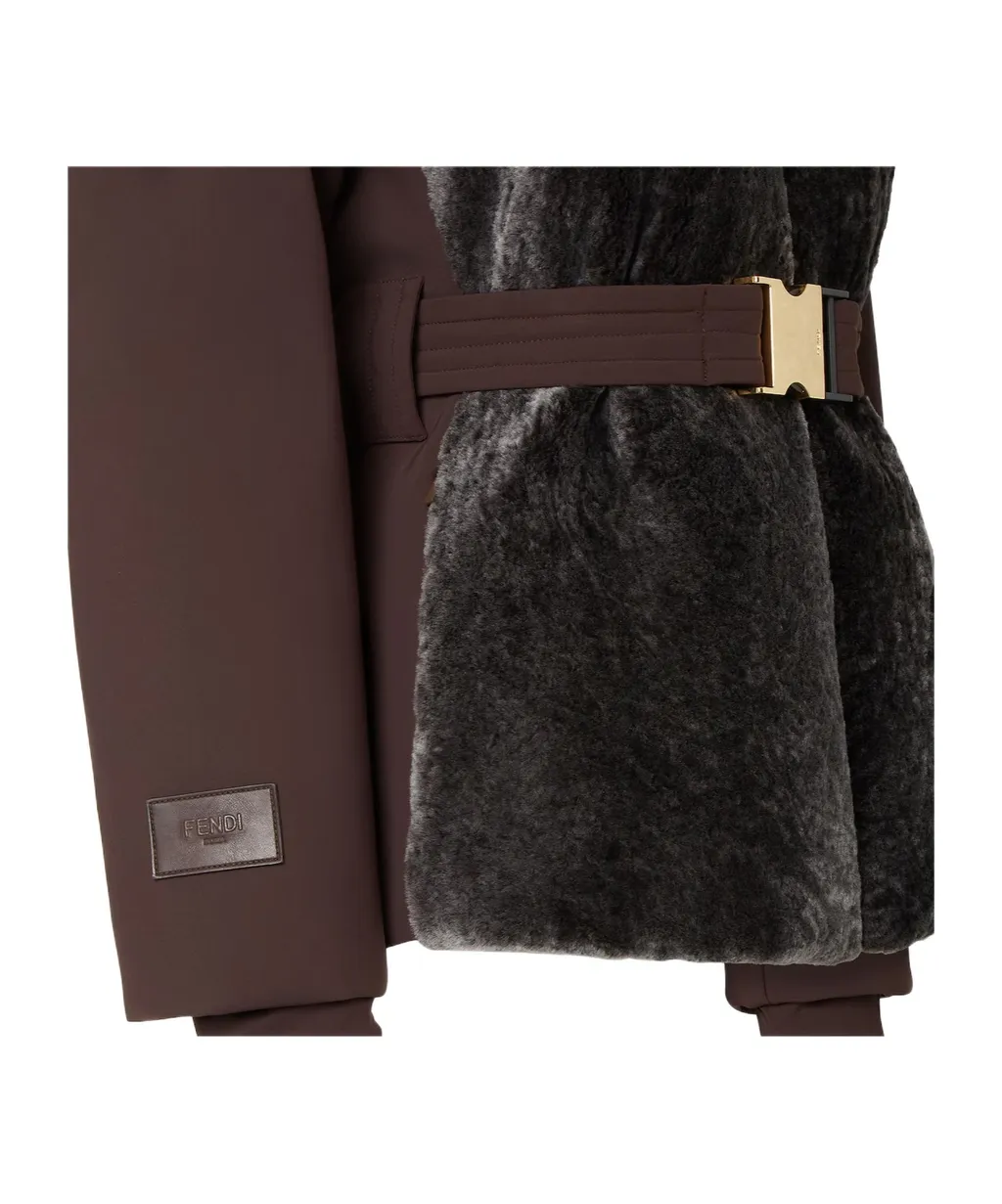 Technical Fabric And Shearling Down Jacket