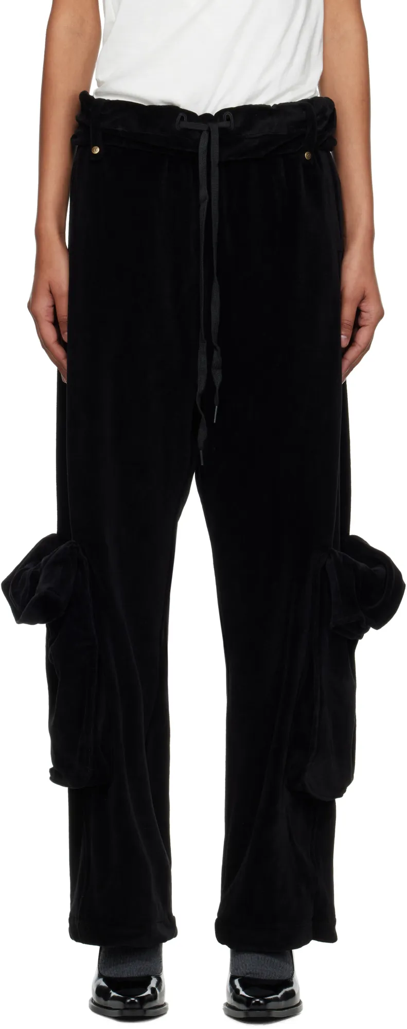Rolled-Waist Velvet Overalls