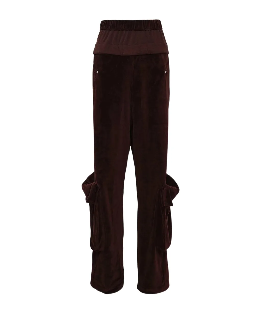 Rolled-Waist Velvet Overalls