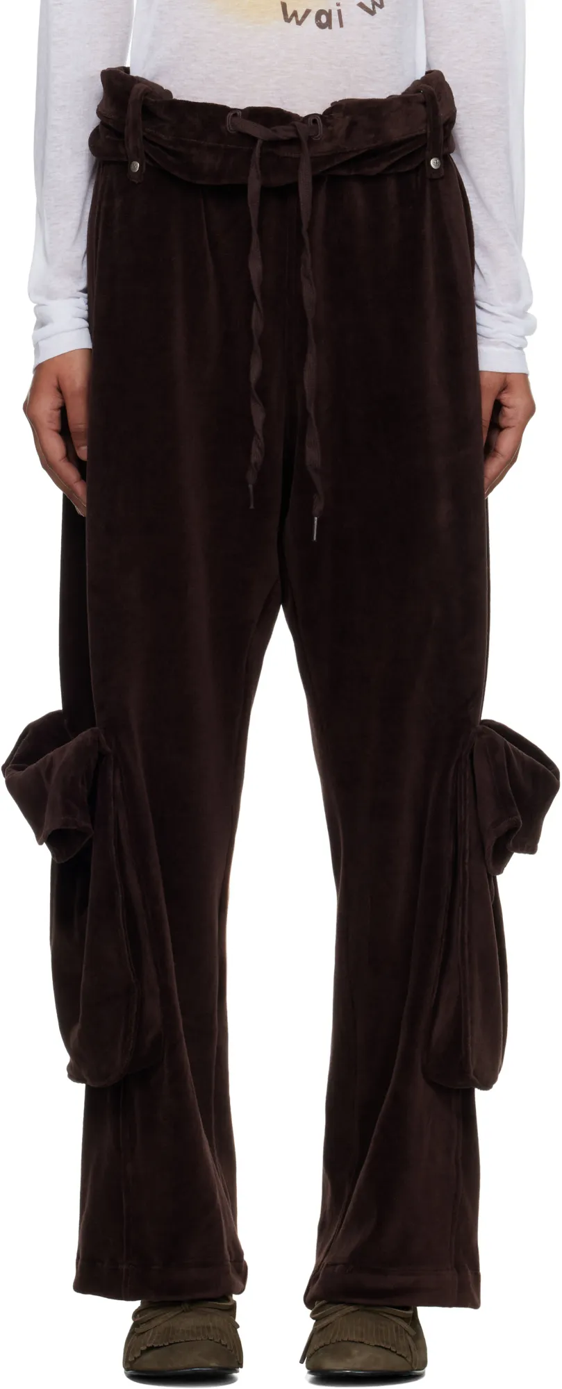 Rolled-Waist Velvet Overalls