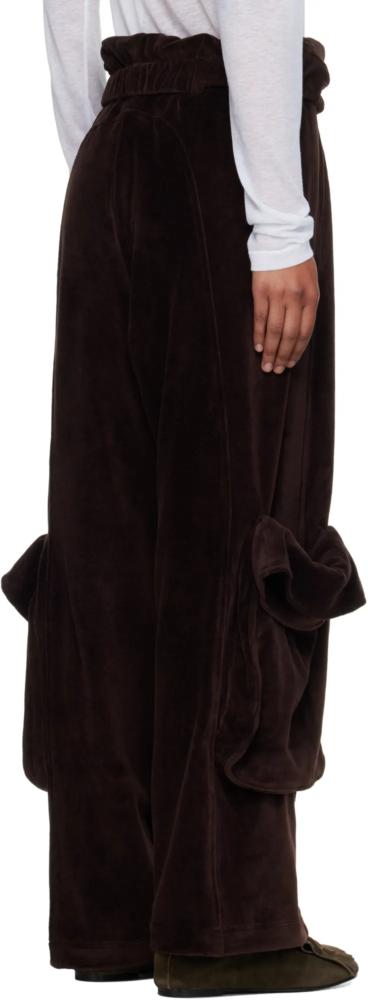 Rolled-Waist Velvet Overalls