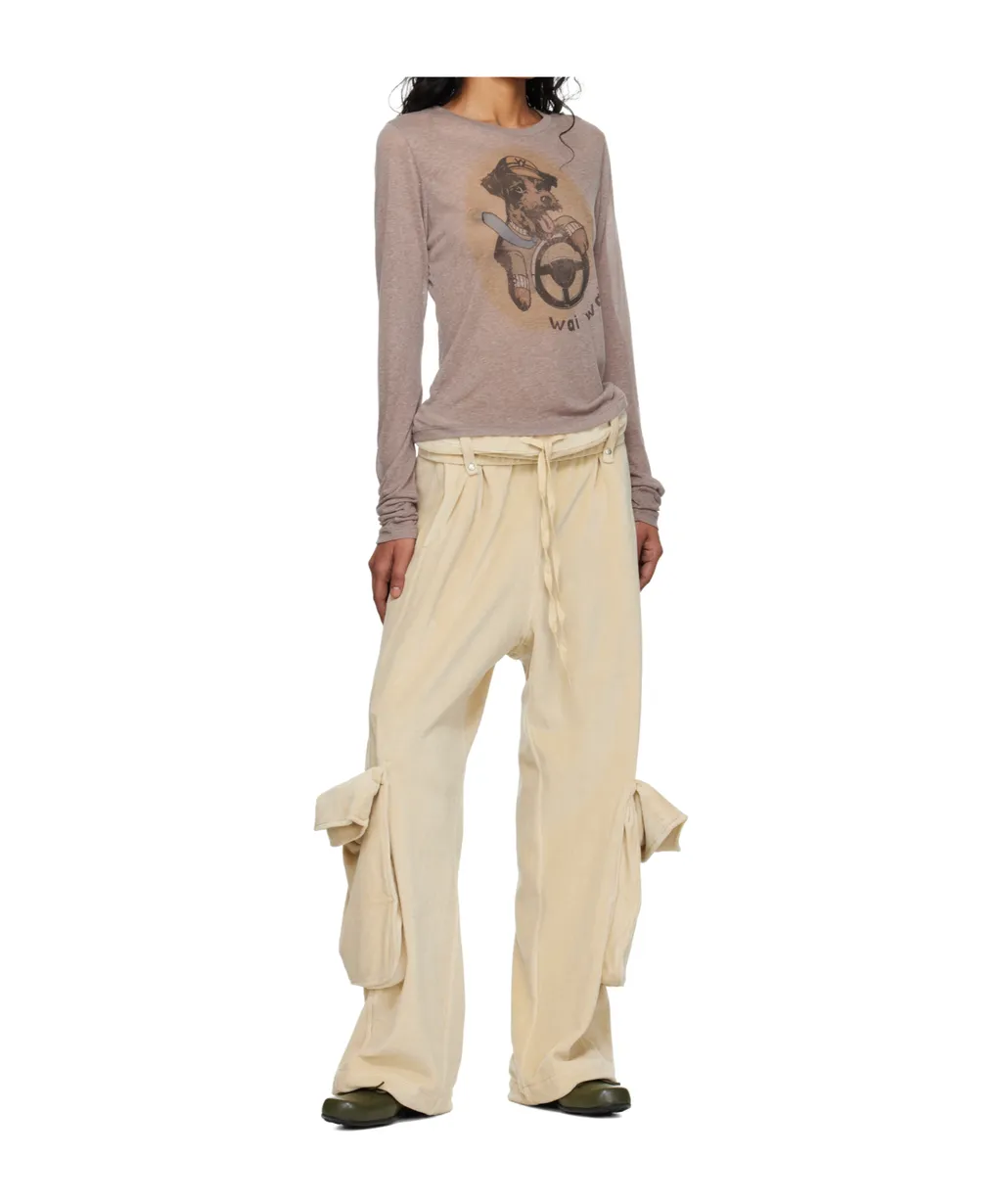 Rolled-Waist Velvet Overalls