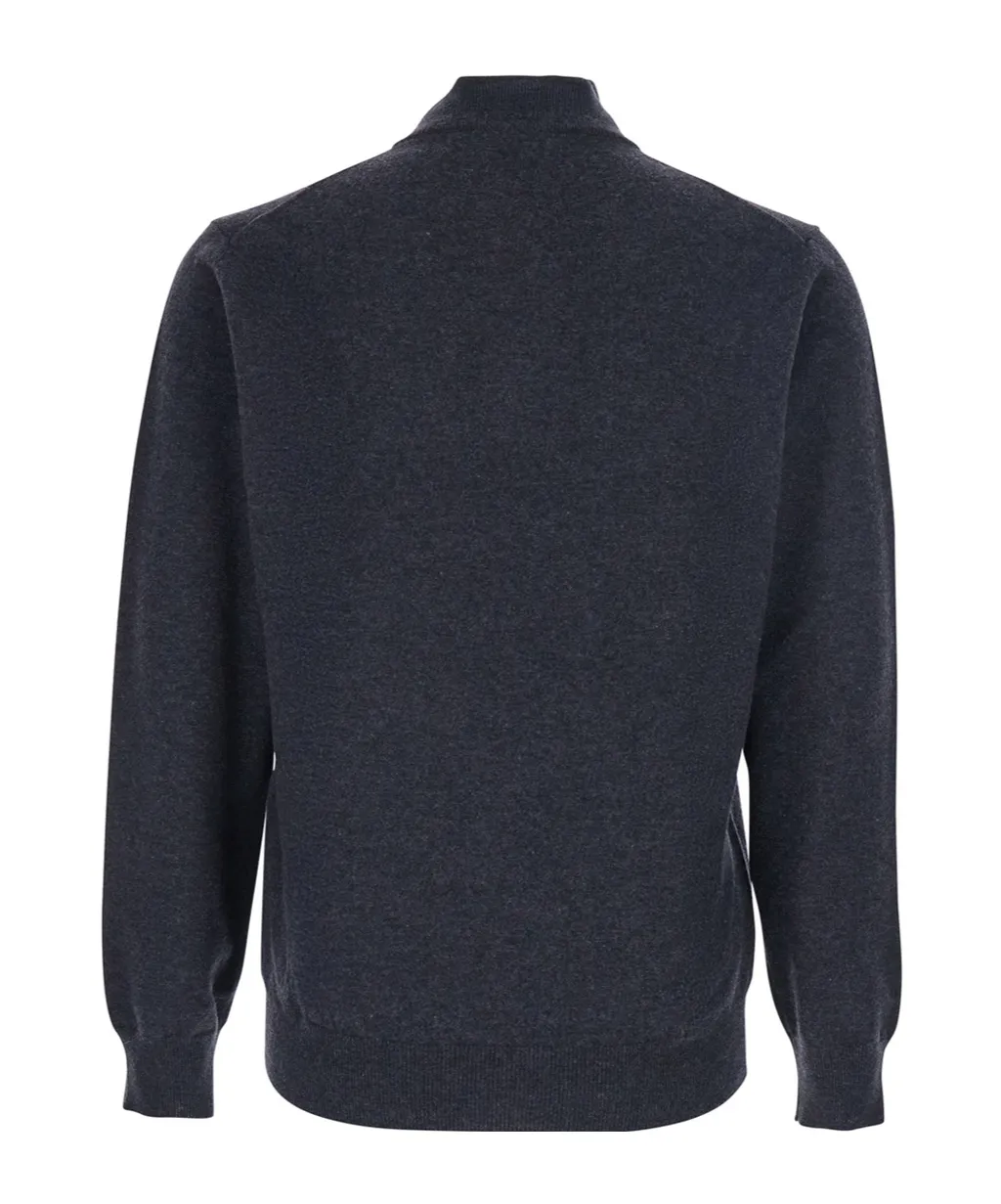 Turtleneck Half-Zip Ribbed-Knit Sweater