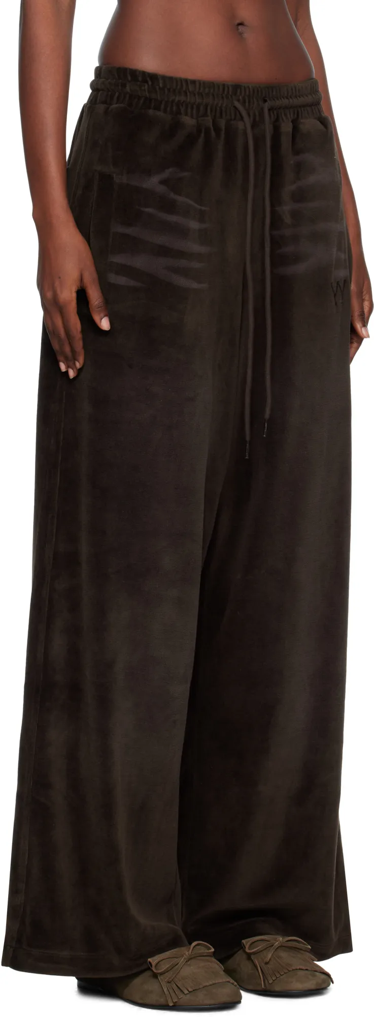 Velvet Wide-Leg Casual Pants
