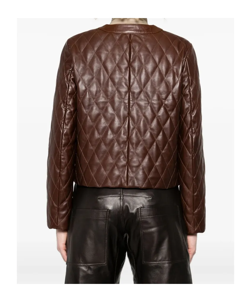 Quilted Button-Down Leather Jacket