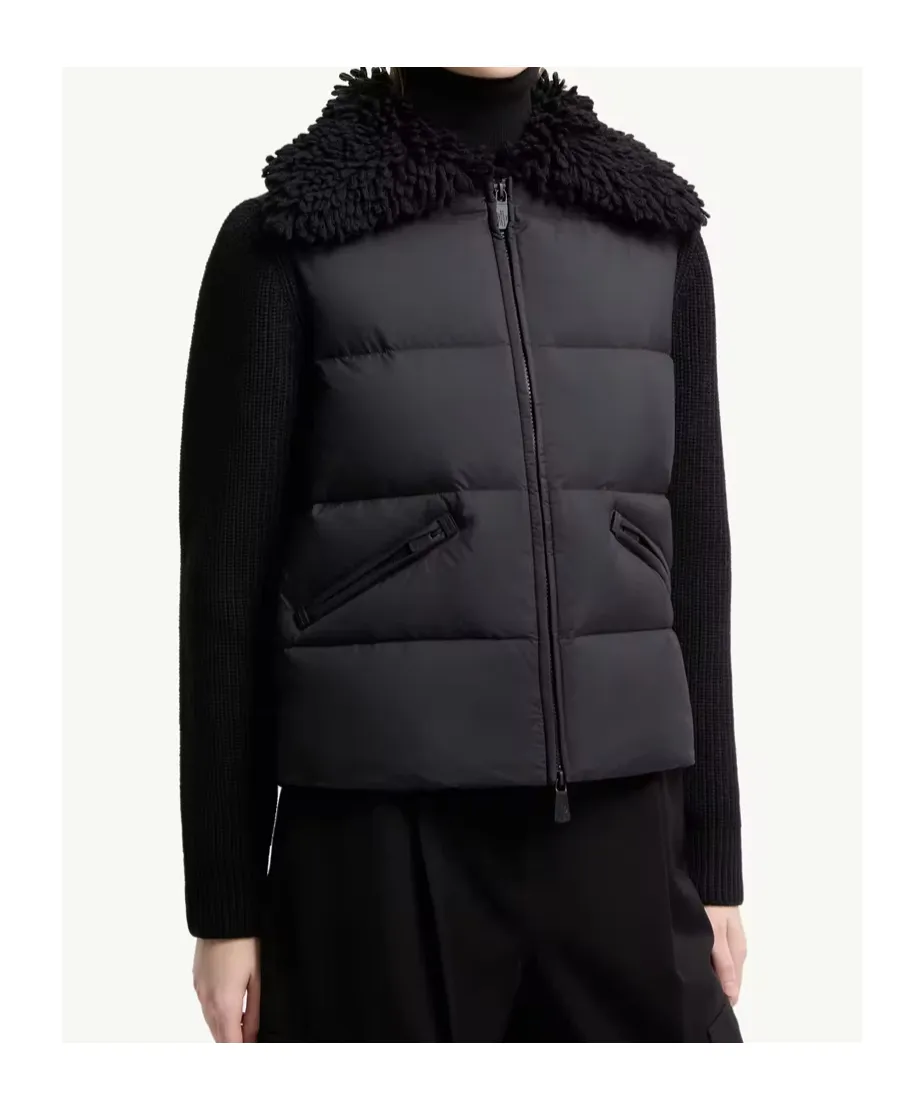 Padded Wool Zip-Up Cardigan