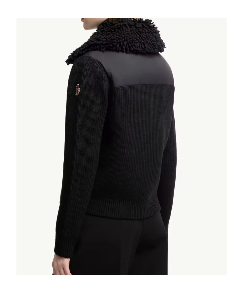Padded Wool Zip-Up Cardigan