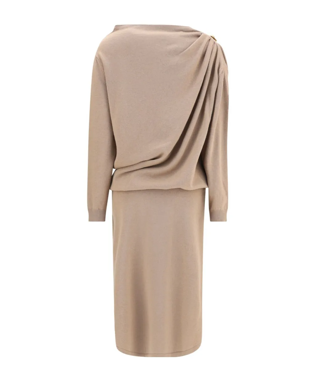 Draped Layered Midi Dress
