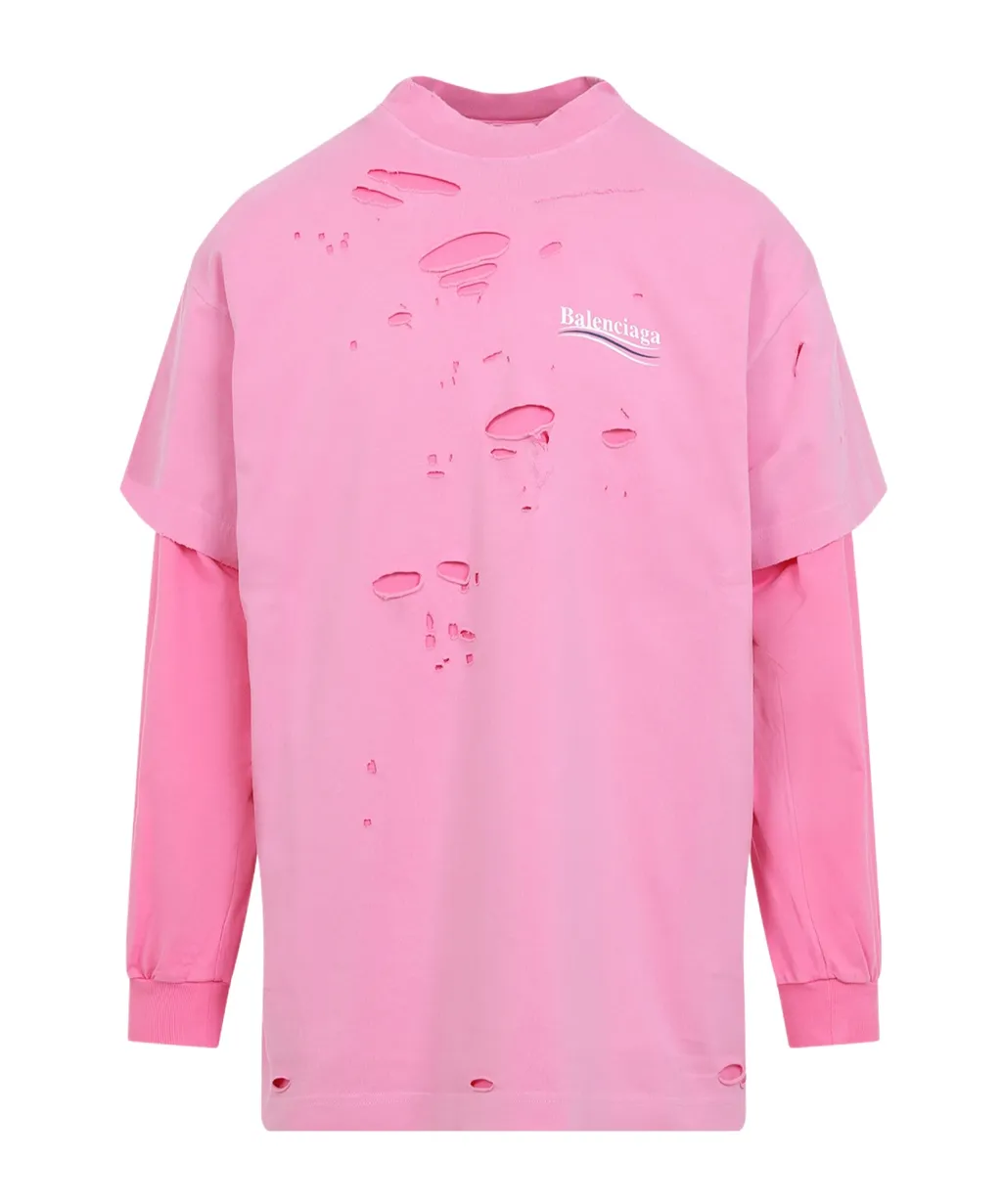 Destroyed Layered Long-Sleeved T-Shirt