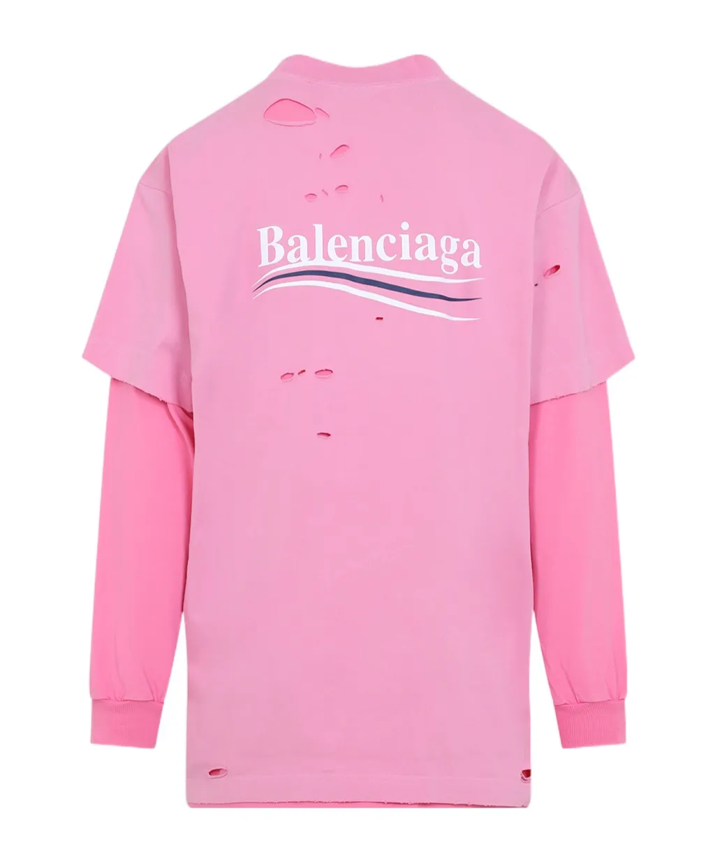 Destroyed Layered Long-Sleeved T-Shirt