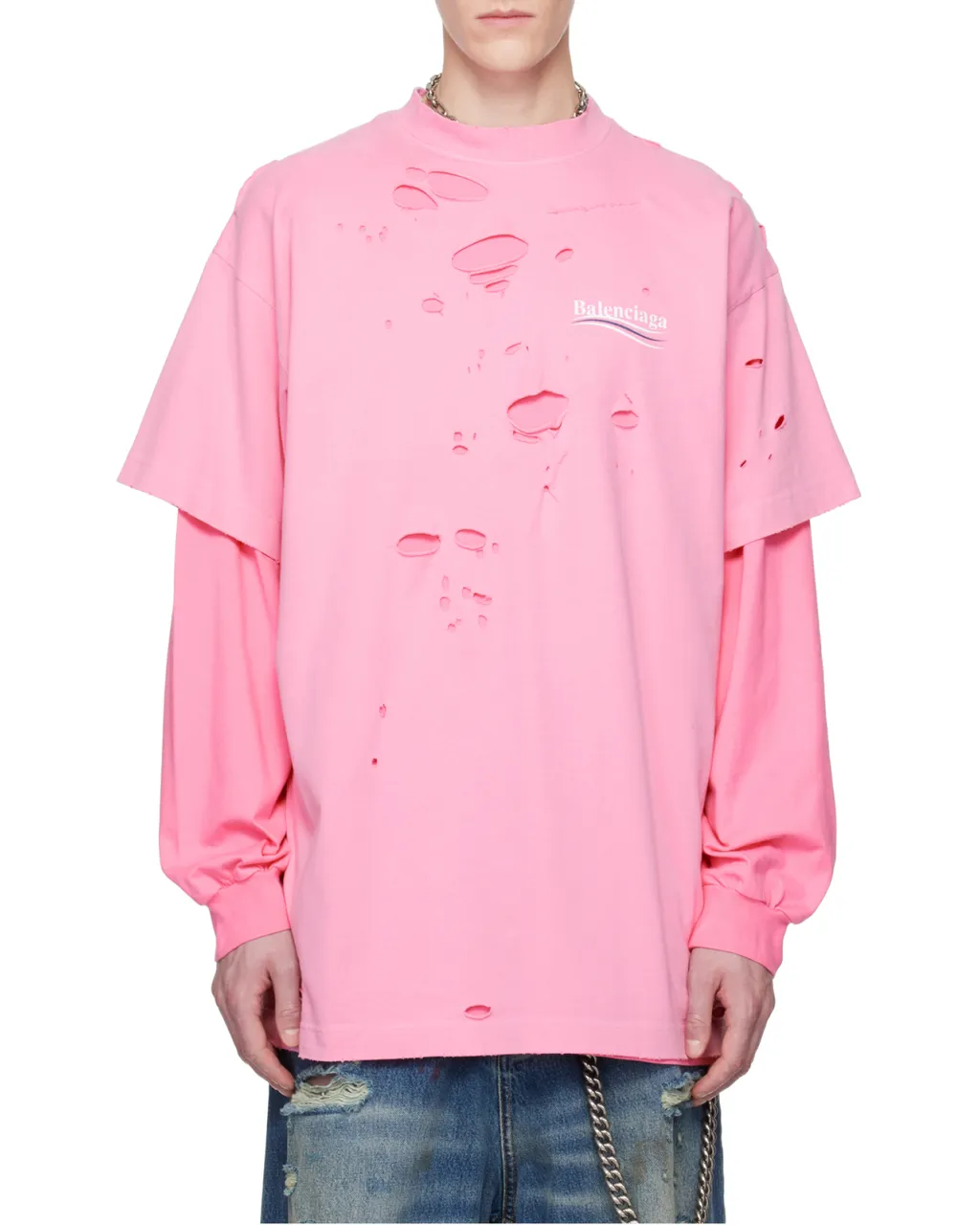 Destroyed Layered Long-Sleeved T-Shirt