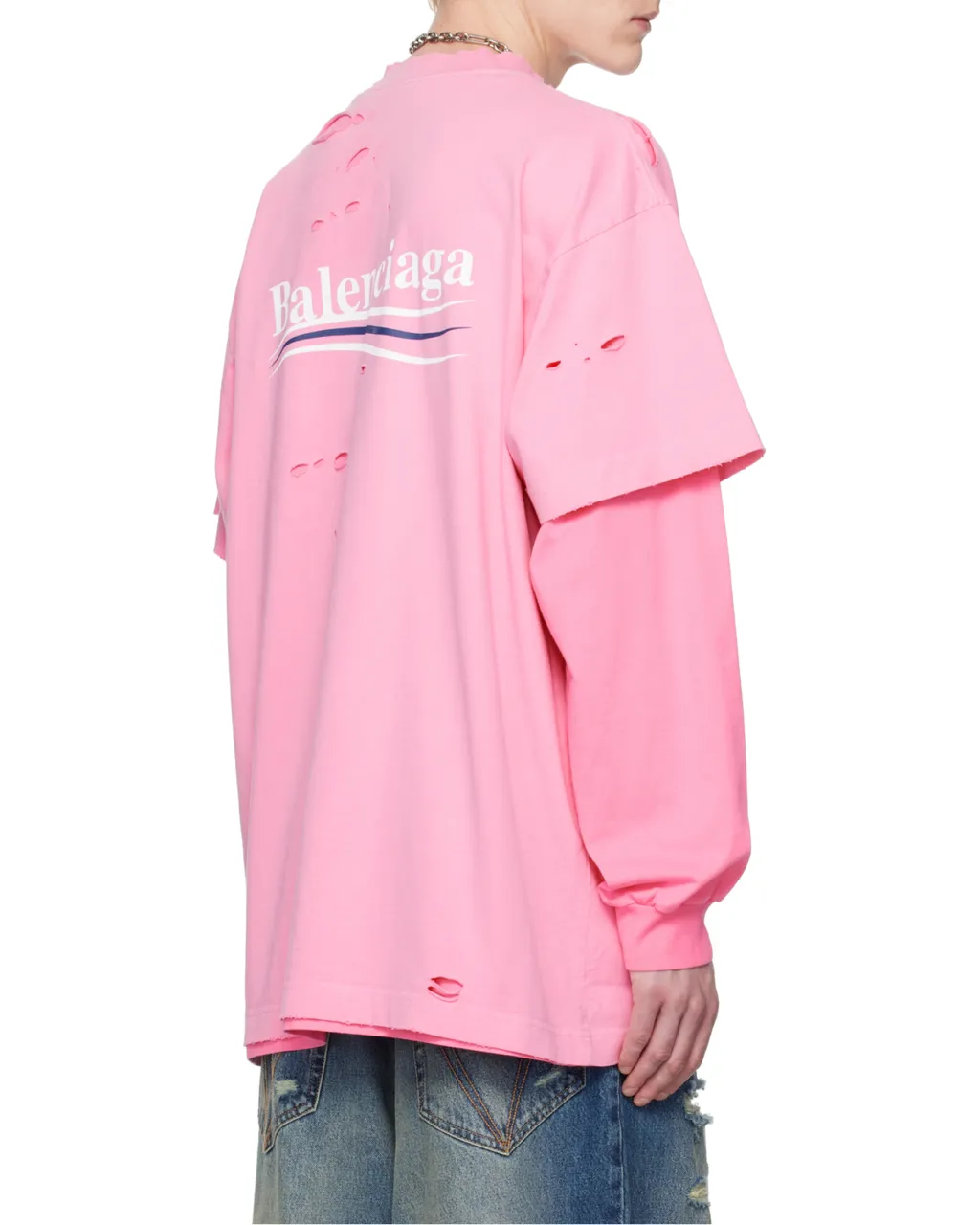 Destroyed Layered Long-Sleeved T-Shirt