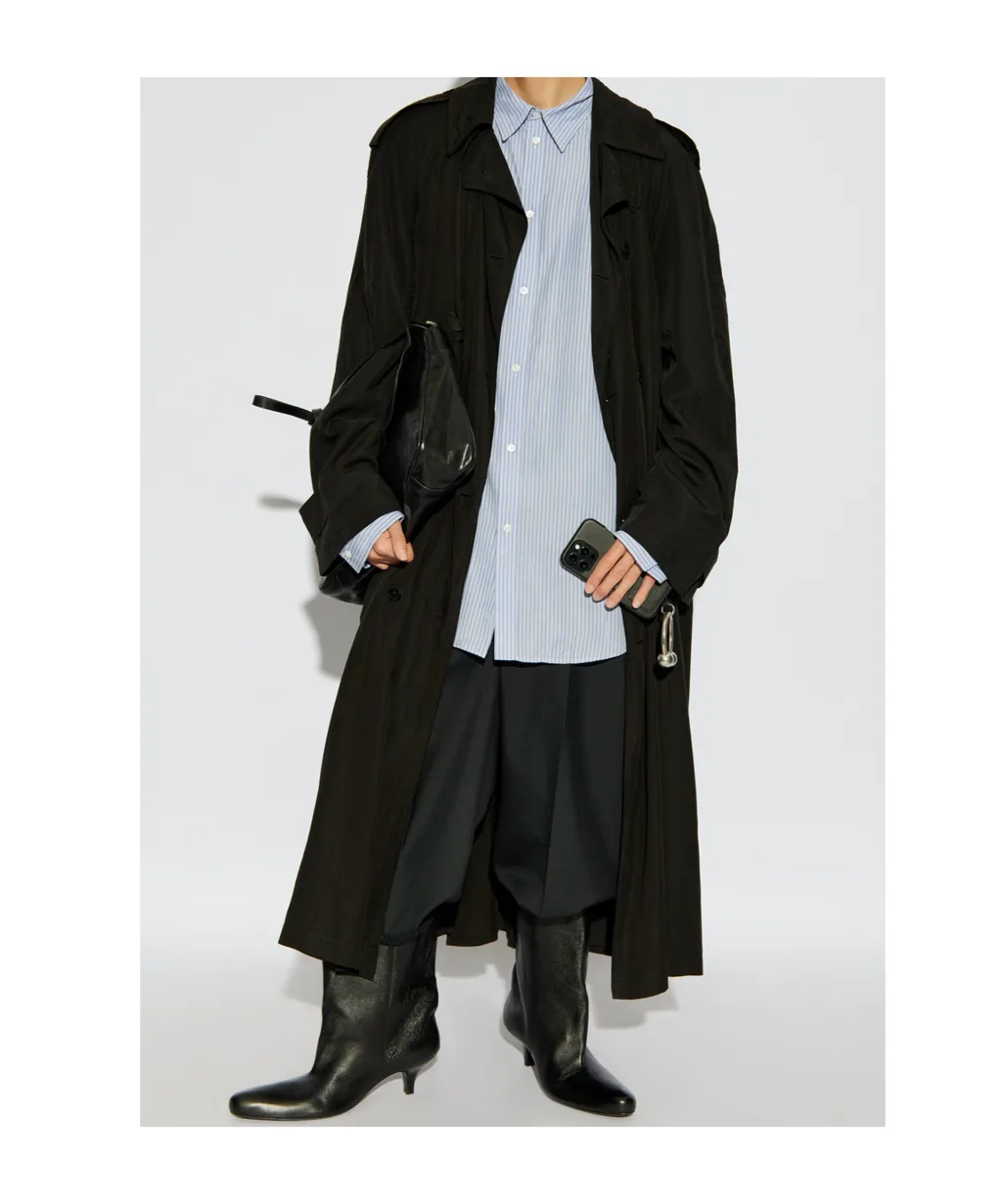 Belted Button-Up Trench Coat