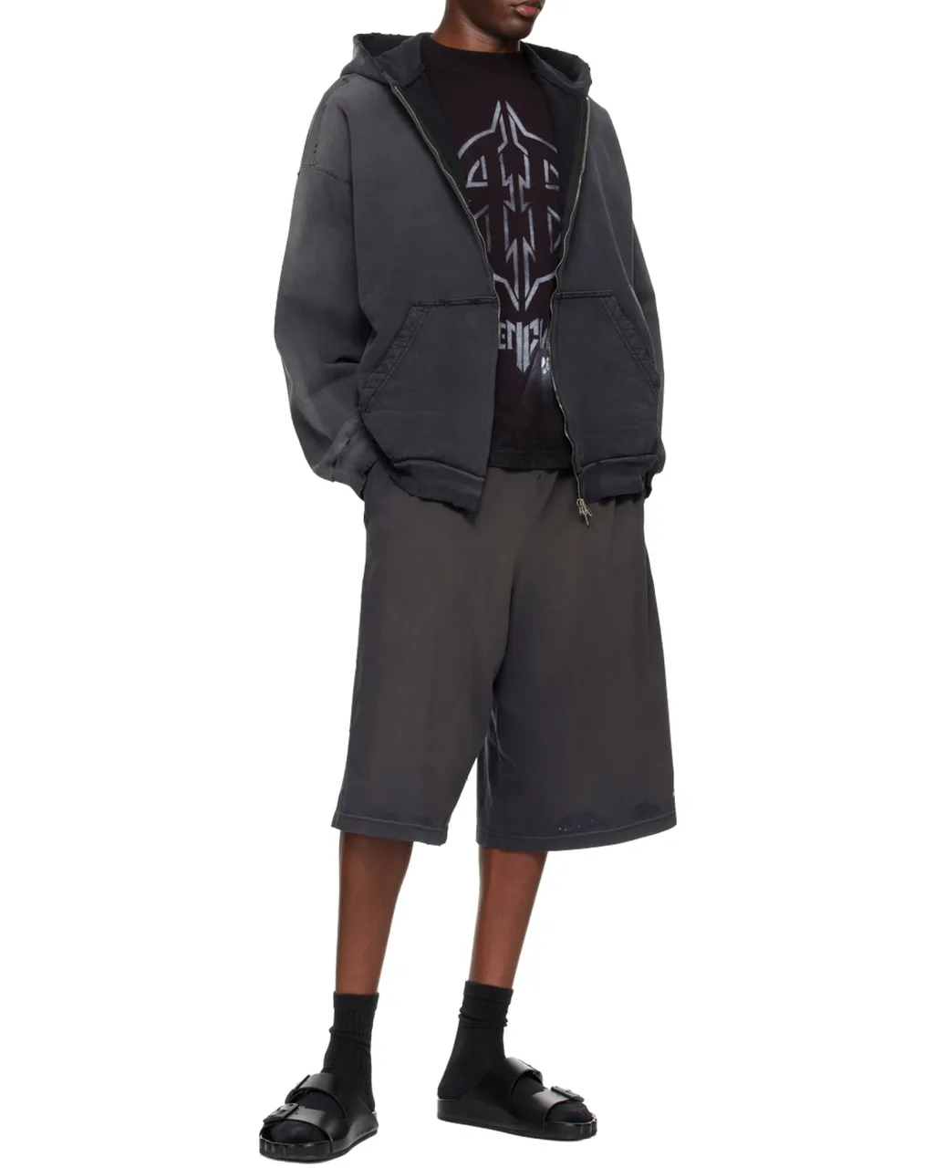 Graphic Printed Zip-Up Hoodie